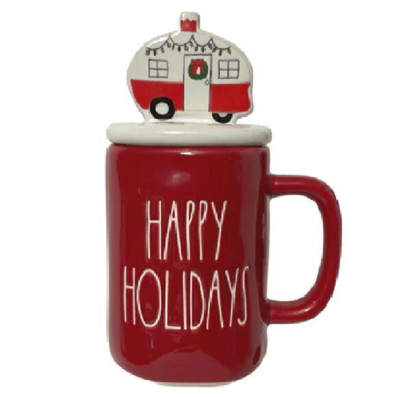 Rae Dunn Happy Holidays Christmas Mug w/Camper Top - Picture 2 of 4